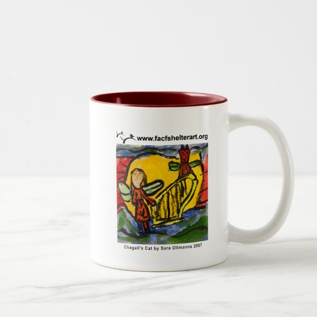 Chagalls Katze Zweifarbige Tasse (Rechts)