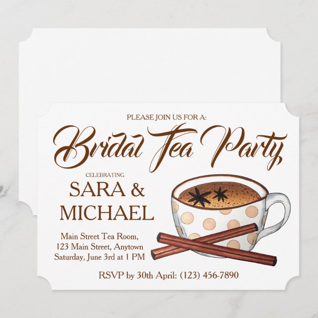 Chai Bridal Polterabend Teacup Teacup Party Einladung (Vorne/Hinten)