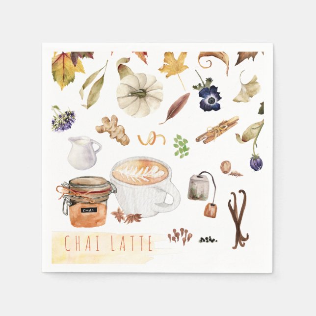 Chai Latte | Erntedank Friendsgiving Serviette (Vorderseite)