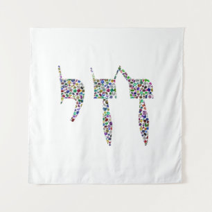 Chai-Symbol aus Edelsteinen in allen Farben Wandteppich