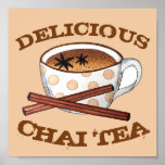 Chai Teacup Indian Spiced Tea Kitchen Art Deco Poster<br><div class="desc">Das Design zeigt eine originelle Marker-Abbildung einer Tasse Masala-Chai, einem traditionellen indischen Getränk, das durch das Brennen von schwarzem Tee mit Kräutern und Gewürzen hergestellt wird. Ideal für Teezeit! Dieses Teacup Design ist auch auf anderen Produkten erhältlich. In diesem Shop finden Sie auch viele weitere Designs zum Thema Lebensmittel und...</div>