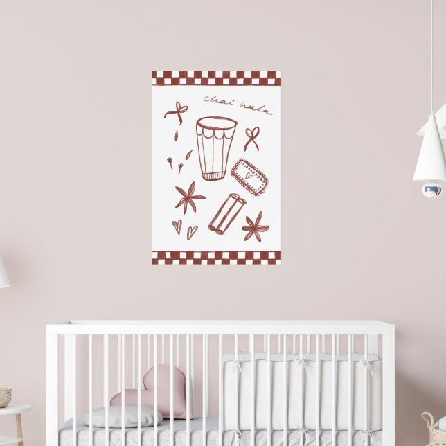 Chai Wala Checkered Illustration Poster (Kinderzimmer 2)