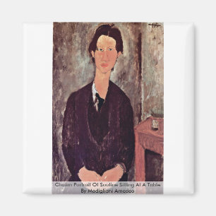 Chaiim Portrait von Soutine an einem Tisch Magnet