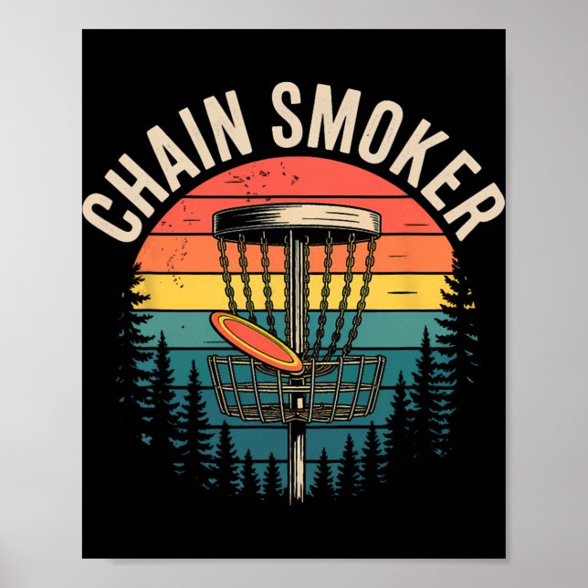 Chain Smoker Funny Disc Golf Tree Chains Frisbee M Poster (Vorne)
