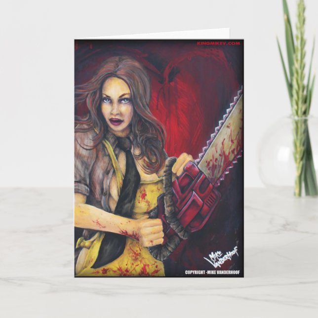 Chainsaw Chick Greeting Card Karte (Vorderseite)
