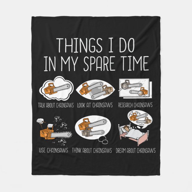 Chainsaw Gift Men Woodworker Lumberjack Arborist Fleecedecke (Vorderseite)