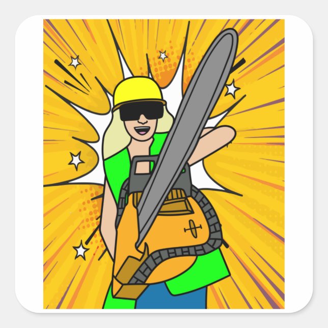 Chainsaw Lumberjack Chainsaw Quadratischer Aufkleber (Vorderseite)