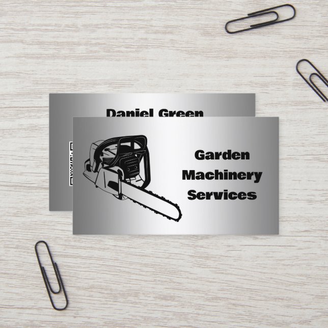 Chainsaw Services Garden Machines Custom QR Visitenkarte (Vorderseite/Rückseite Beispiel)