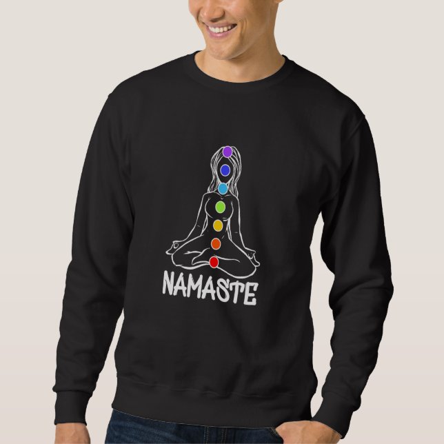 Chakra Chakras Aligned Meditation Frau Namaste Om Sweatshirt (Vorderseite)