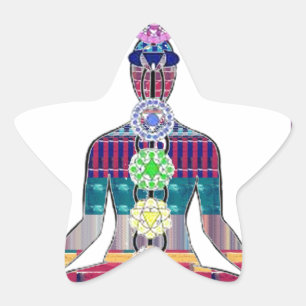 CHAKRA-Diagramm Yoga-Meditation Frieden NVN630 FUN Stern-Aufkleber
