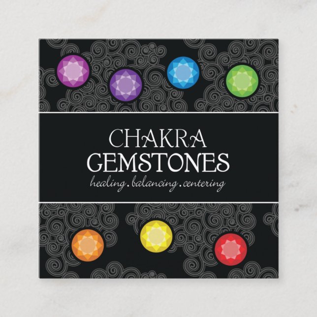 Chakra Edelsteine-Karte Quadratische Visitenkarte (Vorderseite)