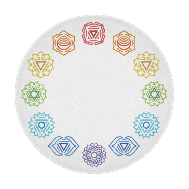 Chakra Energy Glass Cutting Board Schneidebrett (Vorderseite)