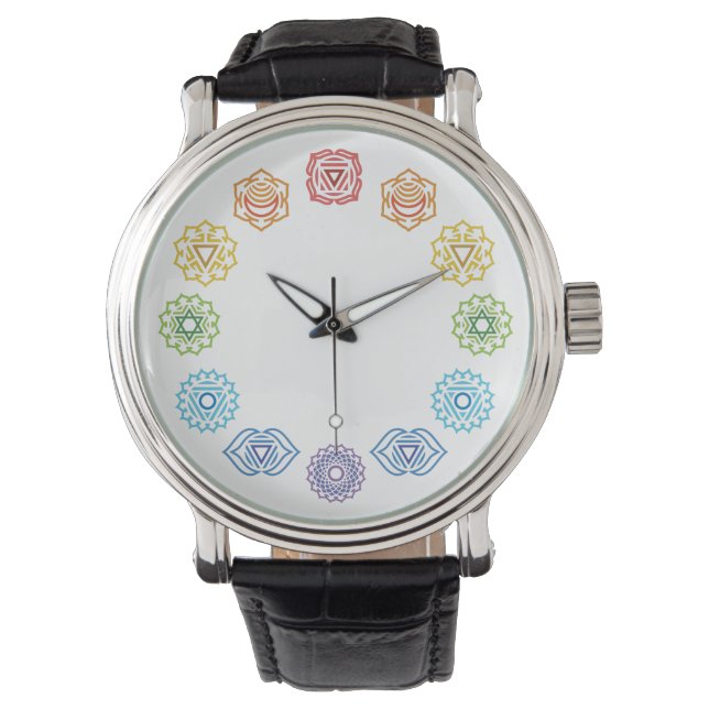 Chakra Energy Leather Watch Armbanduhr (Vorderseite)