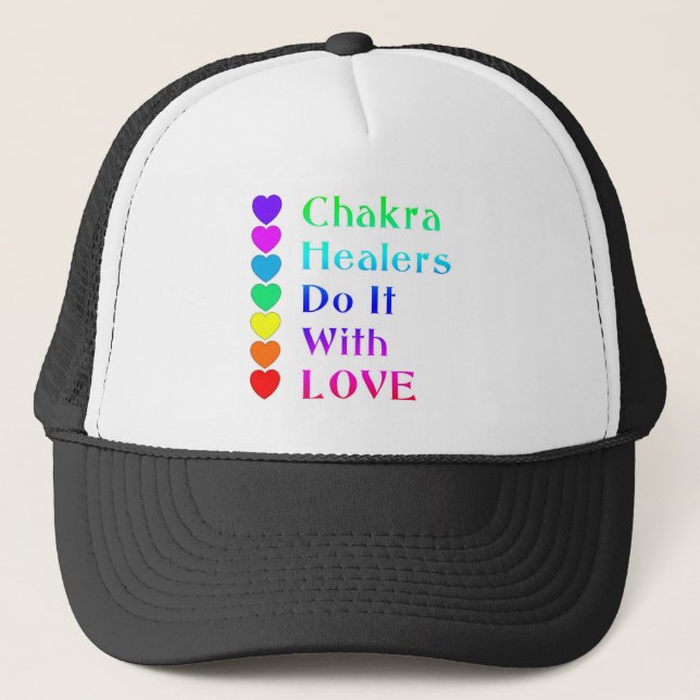 Chakra Heiler machen es mit Liebe in Regenbogenfar Truckerkappe (Vorderseite)
