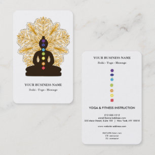 Chakra-Heilmeditation Lotus-Pose Mann Mandala Visitenkarte