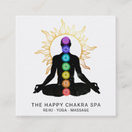 *~* Chakra Heilmedizin Sun Lotus Pose Mann Quadratische Visitenkarte