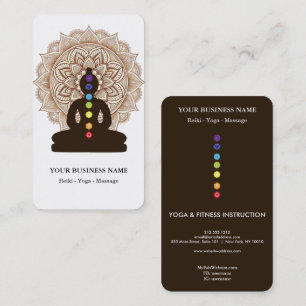 Chakra-Heilungsmeditation Lotus-Pose Mann Mandala Visitenkarte