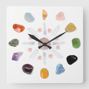 *~* Chakra Kristallenergie-Edelstein Quadratische Wanduhr
