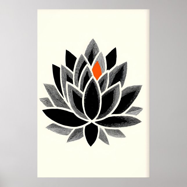 Chakra-Kronen-Kunstposter Minimaler Lotus-Design Poster (Vorne)
