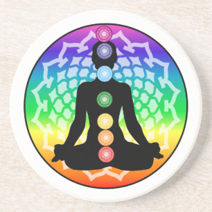 Chakra Lotus Sandstein-Unterlage – Yoga Kunst Getränkeuntersetzer