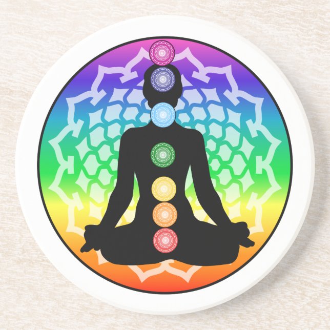Chakra Lotus Sandstone Untersetzer - Yoga Art (Vorne)