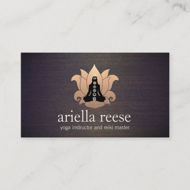 Chakra Lotus Yoga und Meditation Instructor Wood Visitenkarte (Vorderseite)