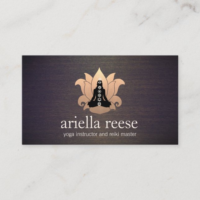 Chakra Lotus Yoga und Meditation Instructor Wood Visitenkarte (Vorderseite)