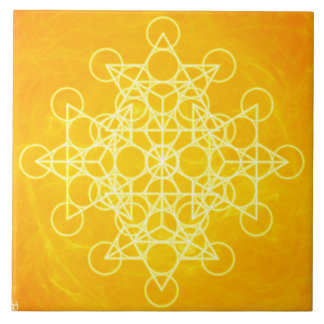 Chakra Mandala-heilige Geometrie-helles Gelb Fliese