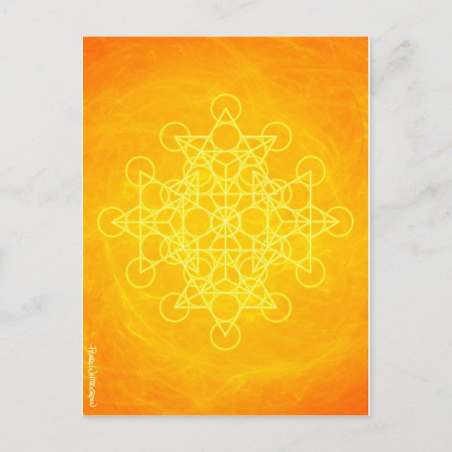 Chakra Mandala-heilige Geometrie-helles Gelb Postkarte (Vorderseite)