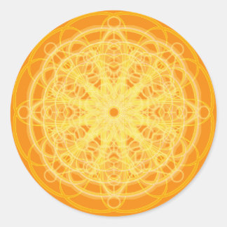 Chakra Mandala-heilige Geometrie-Leuchtorange Runder Aufkleber