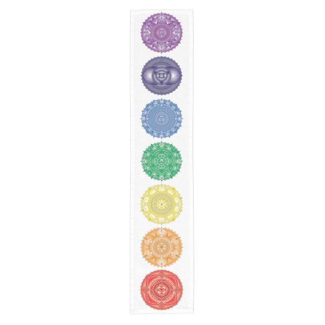Chakra Mandala Multi-Color Table Runner Kurzer Tischläufer (Vorderseite)