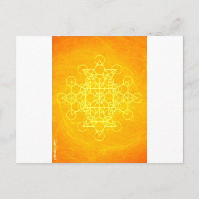 Chakra Mandala Sacred Geometry Bright Yellow Postkarte (Vorderseite)