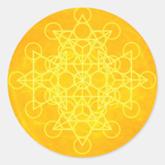 Chakra Mandala Sacred Geometry Bright Yellow Runder Aufkleber
