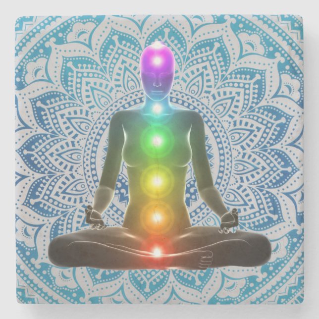 Chakra, Mandala, Untersetzer aus spirituellem Marm (Vorderseite)