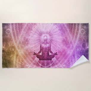 Chakra Mediation Yoga Symbol Lila Strandtuch