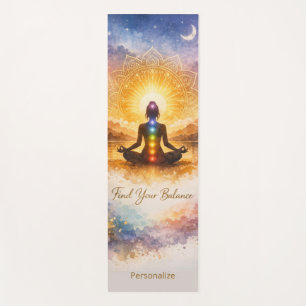 Chakra-Meditation Goldenes Mandala & Sonnenaufgang Yogamatte