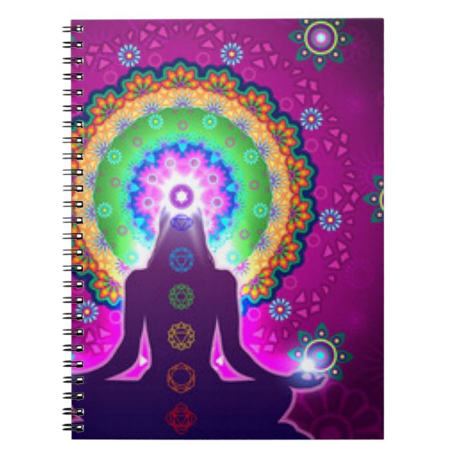 Chakra Meditations-Blumenmuster-Entwurf Notizblock (Vorderseite)