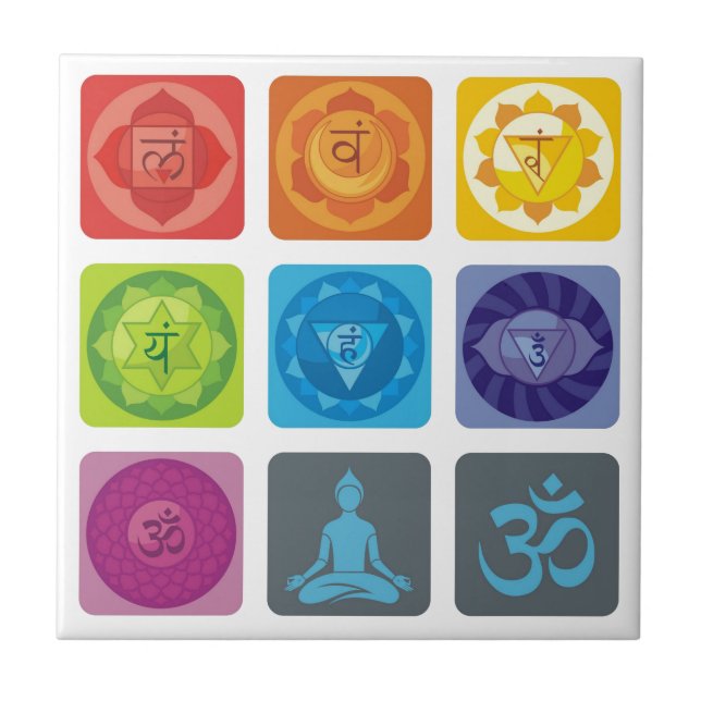 Chakra, Ohm, Aura, zen, Chakras, Yoga, Yogi, Heile Fliese (Vorderseite)