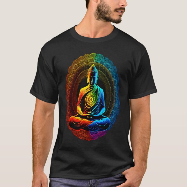 Chakra Rainbow Buddha Circle T-Shirt (Vorderseite)