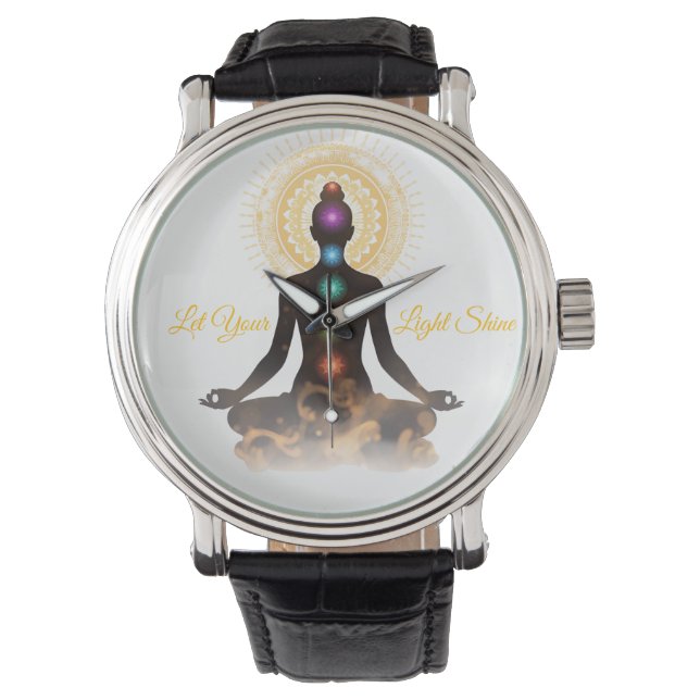 Chakra Silhouette – Let Your Light Shin Armbanduhr (Vorderseite)