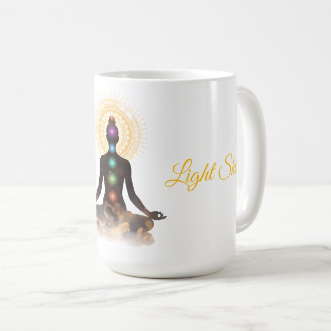 Chakra Silhouette – Let Your Light Shin Kaffeetasse (VorderseiteRechts)