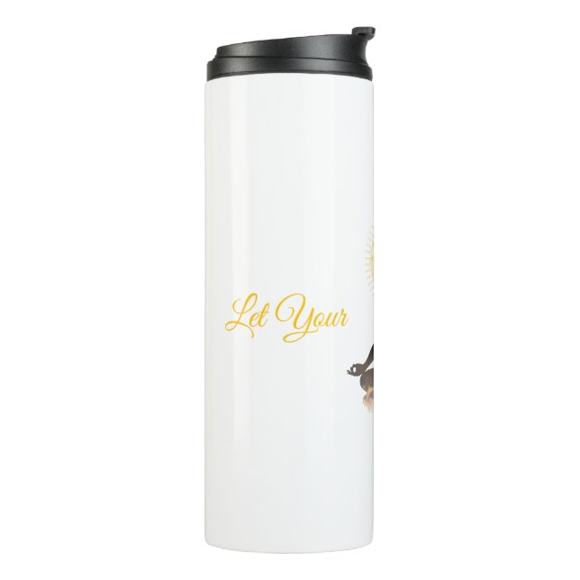 Chakra Silhouette – Let Your Light Shin Thermosbecher (Nach links gedreht)