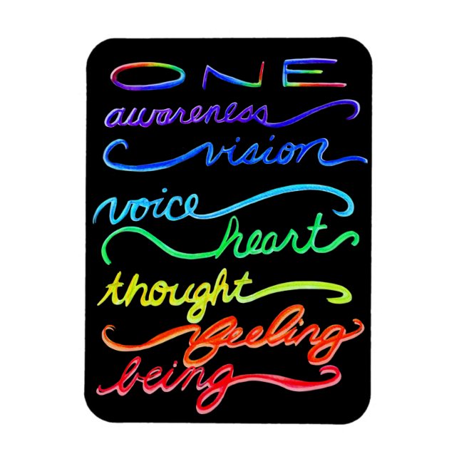 Chakra Themed Rainbow Art Words Magnet (Vertikal)