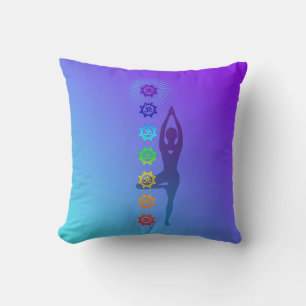 Chakra Tree Pose; Yoga & Meditation spirituell Kissen