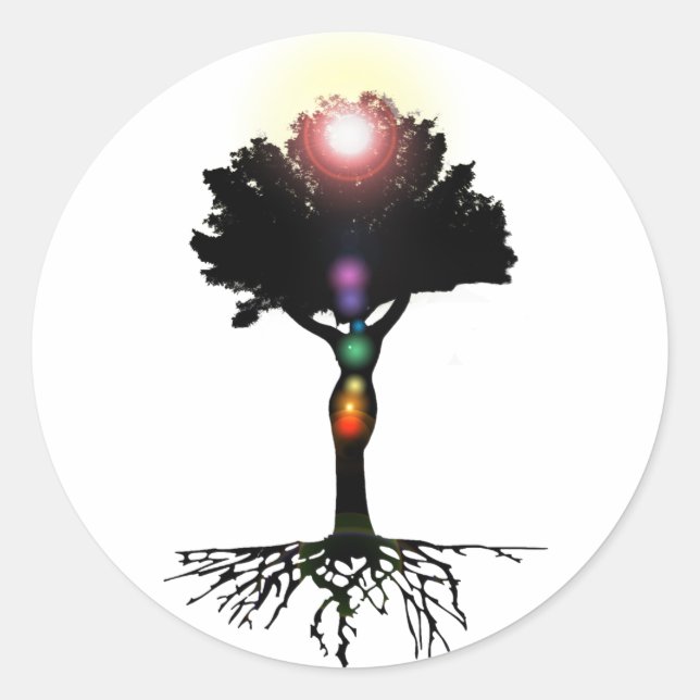 Chakra Tree Runder Aufkleber (Vorderseite)