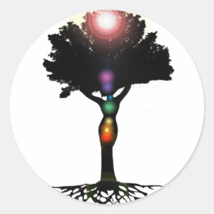 Chakra Tree Runder Aufkleber