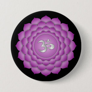Chakra Violet Crown Zen Yoga Meditation Button
