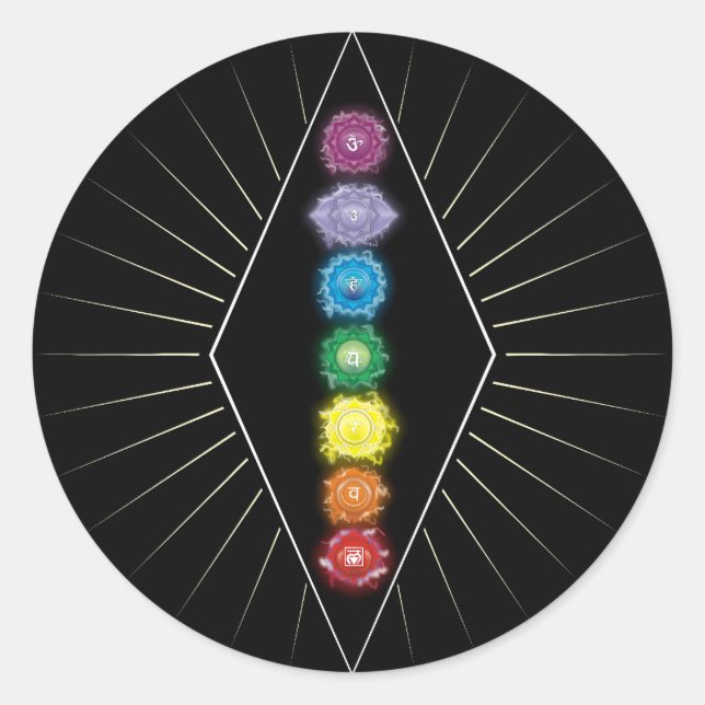 Chakras energy runder aufkleber (Vorderseite)