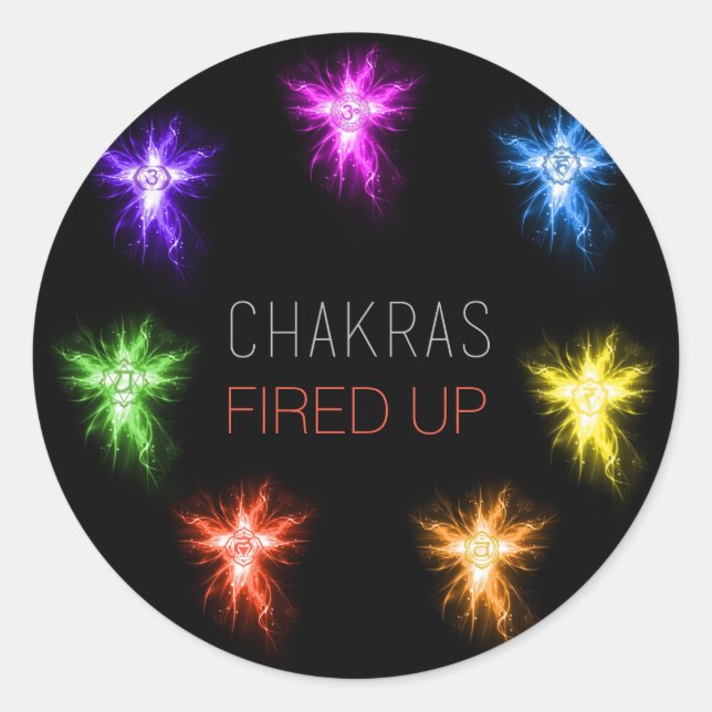 Chakras Fired Up Runder Aufkleber (Vorderseite)