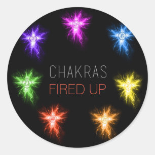 Chakras Fired Up Runder Aufkleber